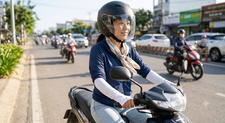 Đeo găng tay chống nắng