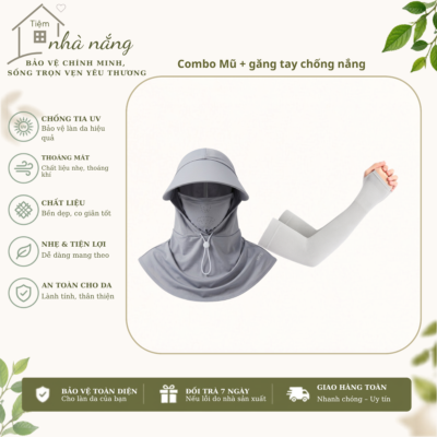COMBO TRỐN NỢ QUỐC TẾ: MŨ CHỐNG NẮNG ĐA NĂNG + GĂNG TAY THUN LẠNH CAO CẤP